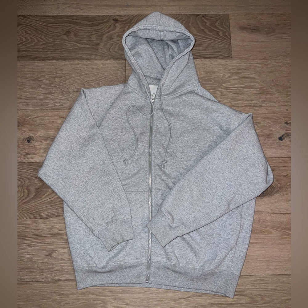 brandy melville zip up gray hoodie